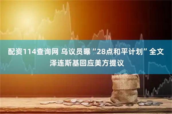配资114查询网 乌议员曝“28点和平计划”全文 泽连斯基回应美方提议
